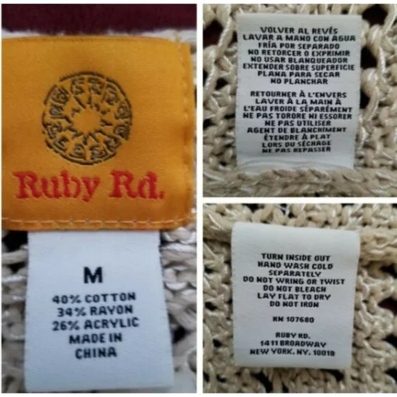 Ruby Rd. Women's Crochet Knit Fringe Tassel Hem Swim Cover-Up Top Size Medium - Picture 10 of 11